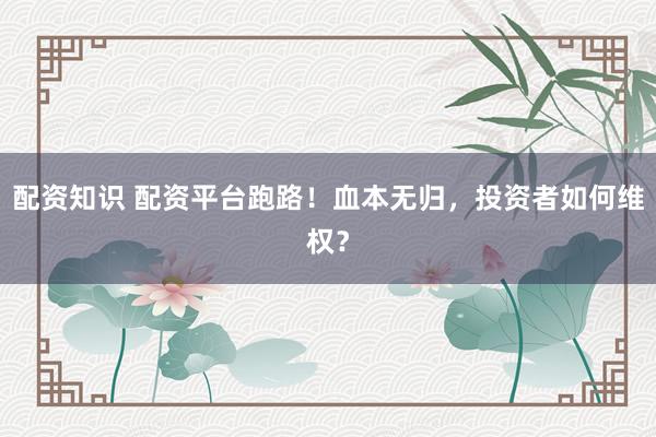 配资知识 配资平台跑路！血本无归，投资者如何维权？