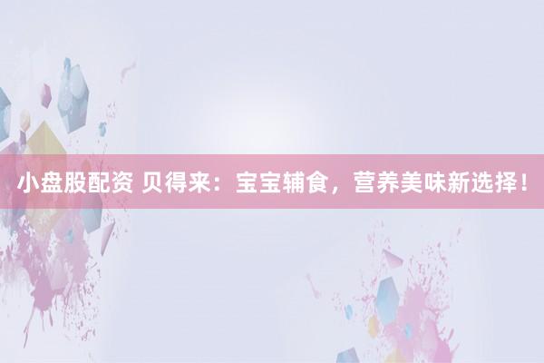 小盘股配资 贝得来：宝宝辅食，营养美味新选择！