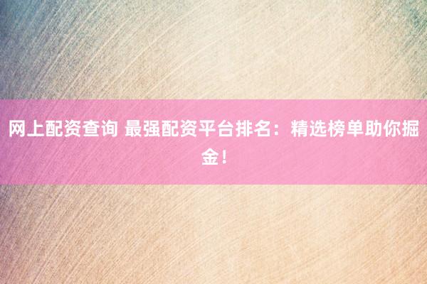 网上配资查询 最强配资平台排名：精选榜单助你掘金！