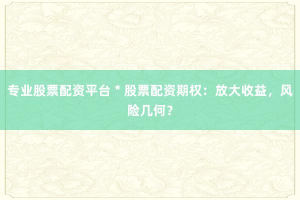 专业股票配资平台 * 股票配资期权：放大收益，风险几何？