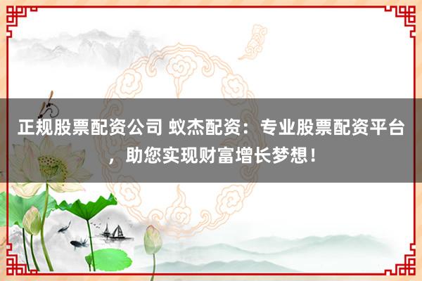 正规股票配资公司 蚁杰配资：专业股票配资平台，助您实现财富增长梦想！