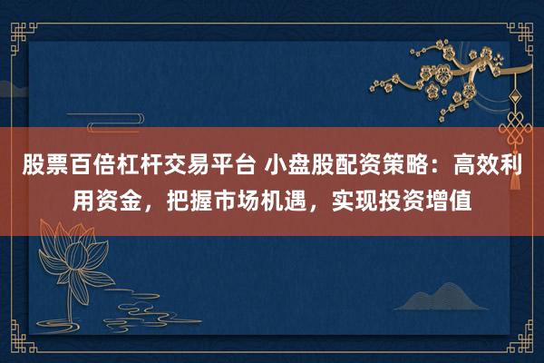 股票百倍杠杆交易平台 小盘股配资策略:高效利用资金,把握市场机遇,实现投资增值