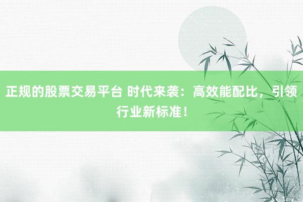 正规的股票交易平台 时代来袭：高效能配比，引领行业新标准！