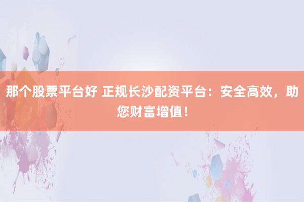 那个股票平台好 正规长沙配资平台:安全高效,助您财富增值!