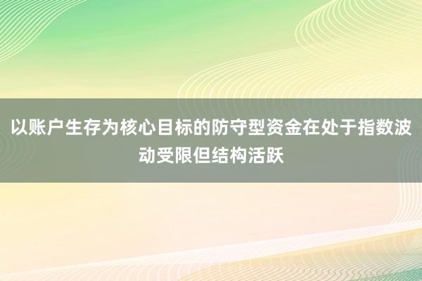 以账户生存为核心目标的防守型资金在处于指数波动受限但结构活跃