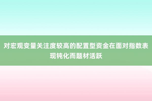 对宏观变量关注度较高的配置型资金在面对指数表现钝化而题材活跃