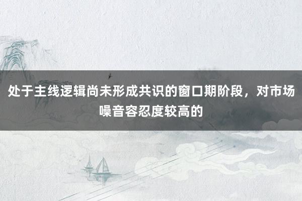 处于主线逻辑尚未形成共识的窗口期阶段，对市场噪音容忍度较高的