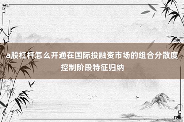 a股杠杆怎么开通在国际投融资市场的组合分散度控制阶段特征归纳