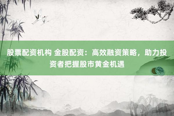 股票配资机构 金股配资：高效融资策略，助力投资者把握股市黄金机遇