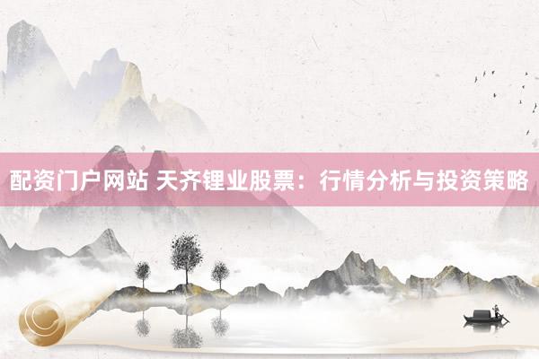 配资门户网站 天齐锂业股票：行情分析与投资策略
