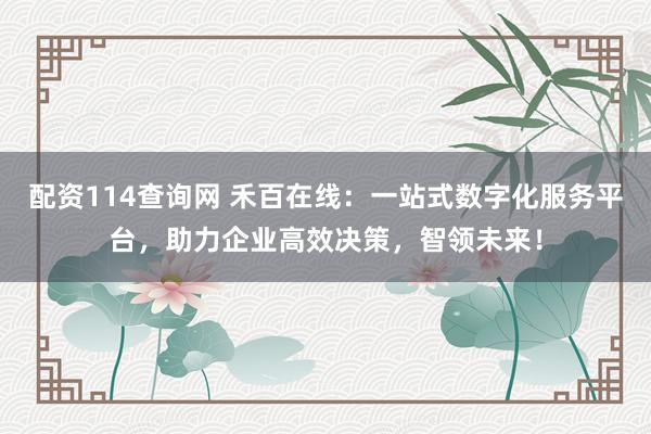 配资114查询网 禾百在线:一站式数字化服务平台,助力企业高效决策,智领未来!