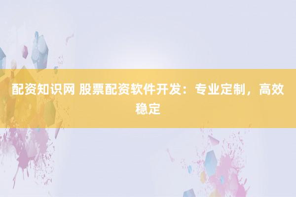 配资知识网 股票配资软件开发：专业定制，高效稳定