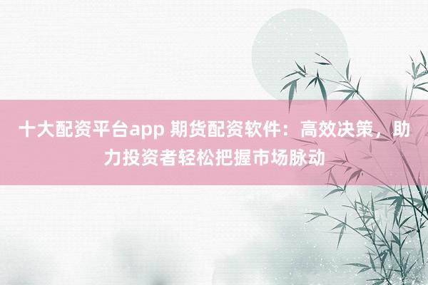 十大配资平台app 期货配资软件：高效决策，助力投资者轻松把握市场脉动