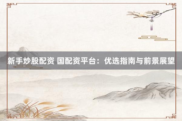新手炒股配资 国配资平台：优选指南与前景展望